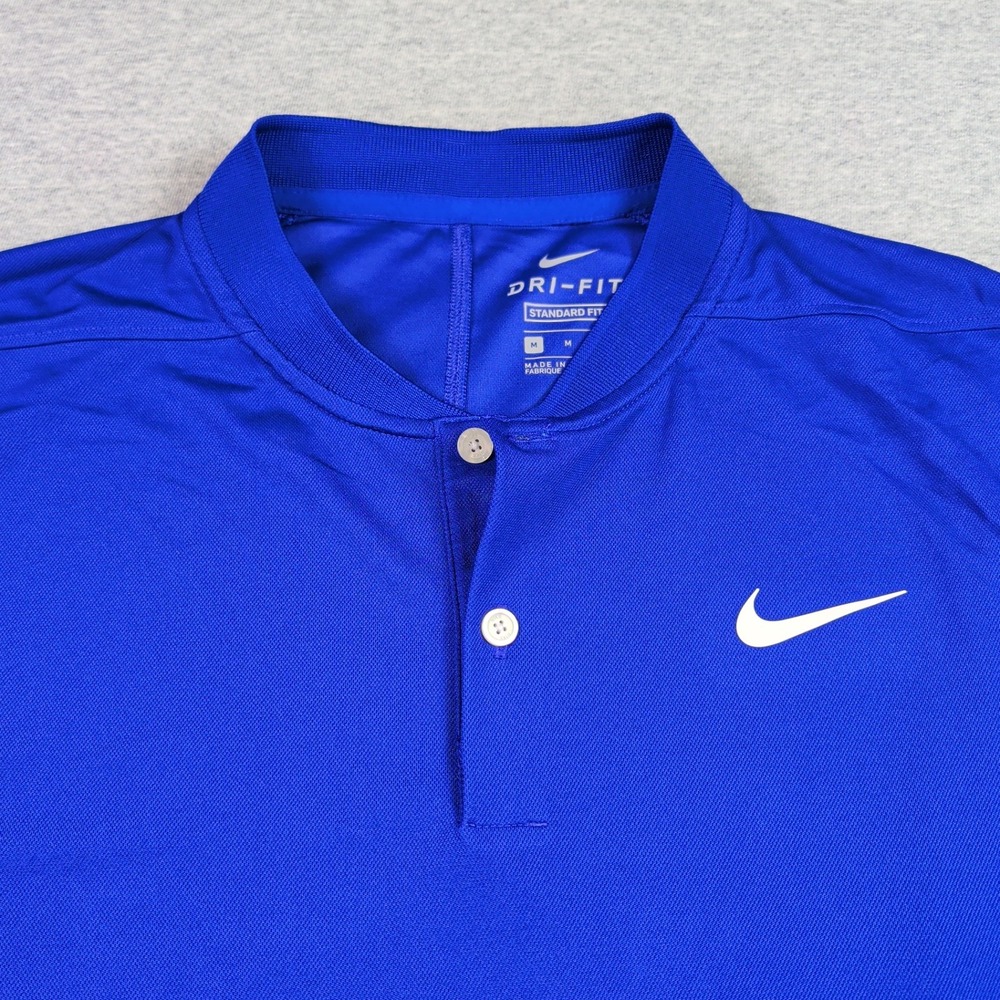 Nike Dri-FIT Blade Collar Golf Polo Mens Medium Blue Short Sleeve Shirt